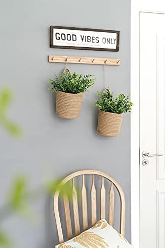 Dahey 2 Pack Wall Hanging Rope Baskets with Artificial Eucalyptus