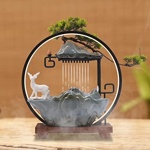 Headery Indoor Water Fountain with LED Light and Incense Holder