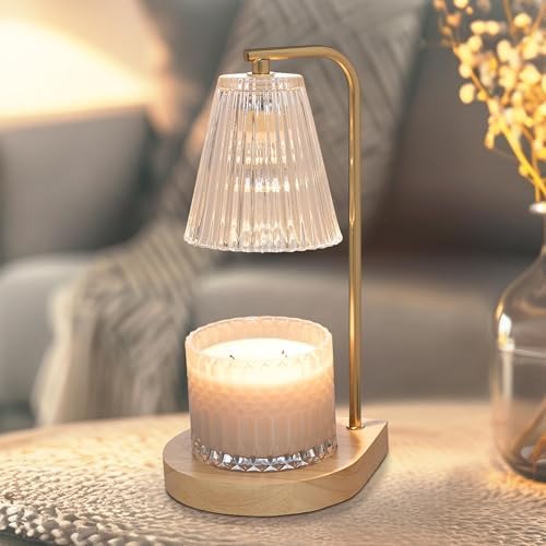 Sheffield Home Glass Candle Warmer Lamp - Gold Ribbed 13x7