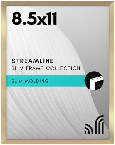 Americanflat 85x11 Gold Picture Frame with Shatter-Resistant Glass