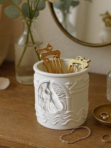 Neoclassical Sculpture Decor Jar for Desk Makeup and Candle Use