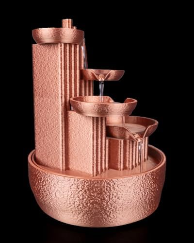 4-Tier Copper-Colored Tabletop Water Fountain with 85W x 85L x 7H Inches