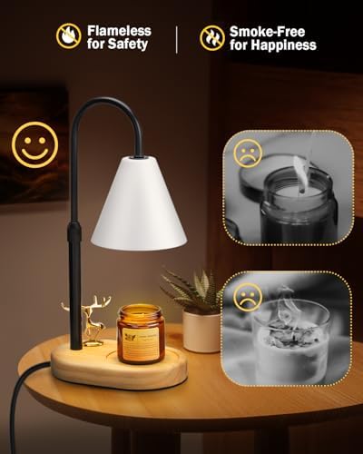 Oak Leaf Adjustable Height Candle Warmer Lamp with Timer and Dimmer