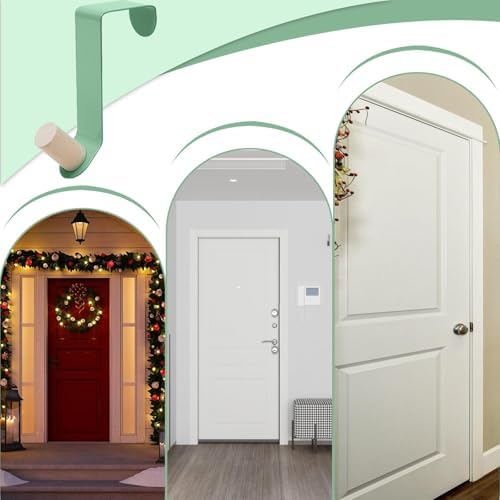 Front Door Wreath Hook - Rust-Proof Metal Over Door Hook Anti-Scratch Hook for Easter Halloween Christmas Garland