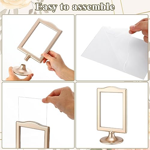 Soaoo 24 Pcs Double Sided Gold Picture Frames for Tabletop Display