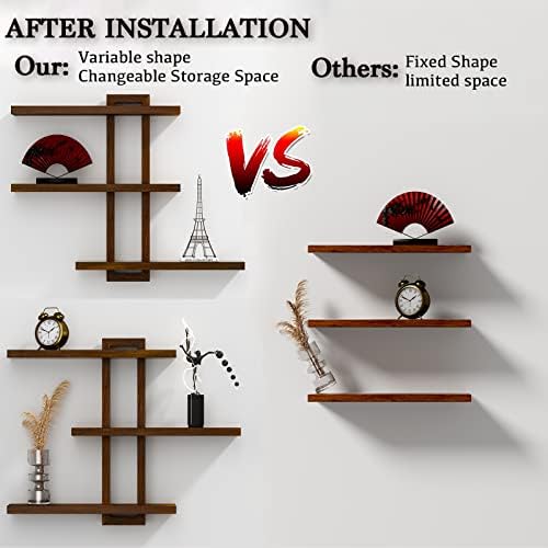 Variable Wood Floating Shelves Set of 3 - Dark Walnut