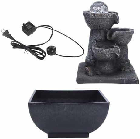LED Tabletop Fountain with Waterfall and Ball for Home Office Decor