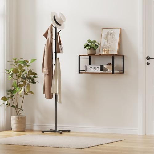 Vintage Brown Floating Nightstand for Bedroom