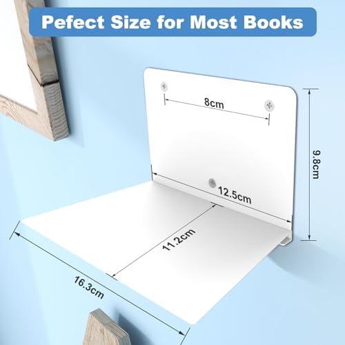 FENTEC 6 Pack Floating Bookshelf Wall Mount White