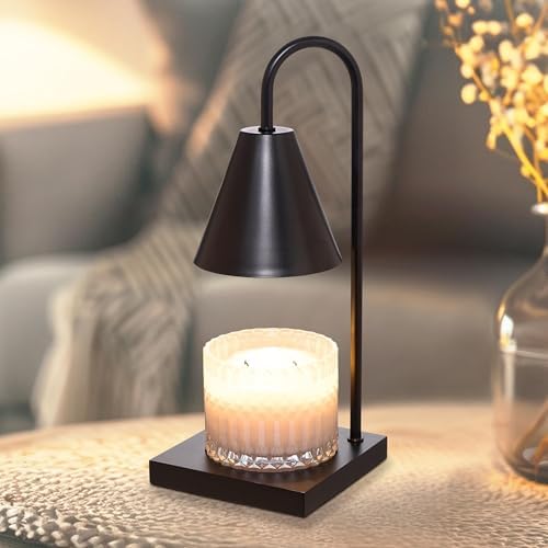 Sheffield Home Glass Candle Warmer Lamp Black Iron Flameless 13 Inch