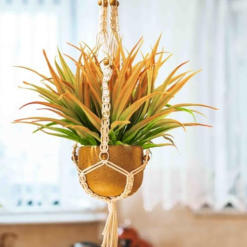 Yellow Artificial Grass 24 PCS UV Resistant Outdoor Decor