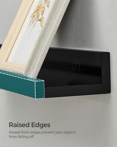SONGMICS Set of 3 Floating Wall Shelves 15-Inch Wide Black