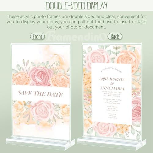 Framendino 6 Pack Clear Acrylic T-Shape Photo Frame Holders