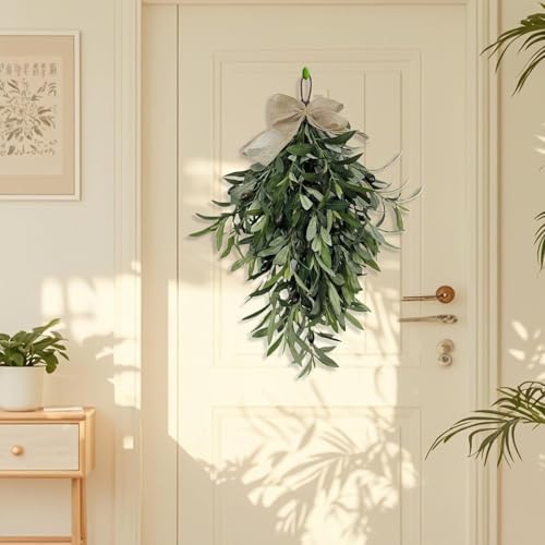 24 Inch Artificial Teardrop Olive Wreath Pendant for Front Door and Wall Decoration