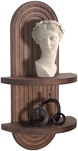Boho Wooden Arched Wall Shelf - Dark Brown