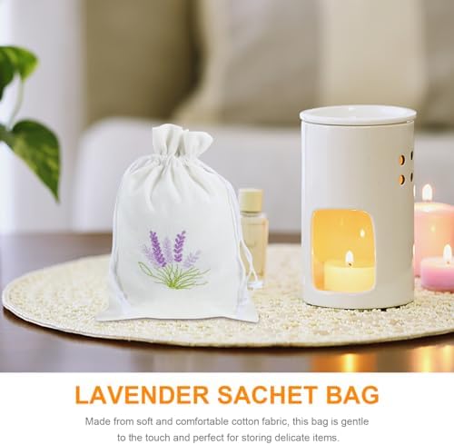 Zerodeko 10pcs Lavender Linen Drawstring Sachet Bags