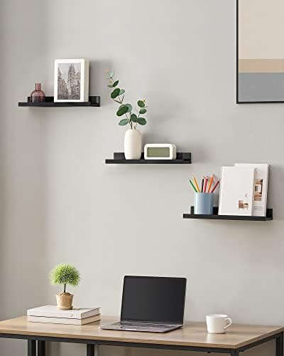 SONGMICS Set of 3 Floating Wall Shelves 15-Inch Wide Black