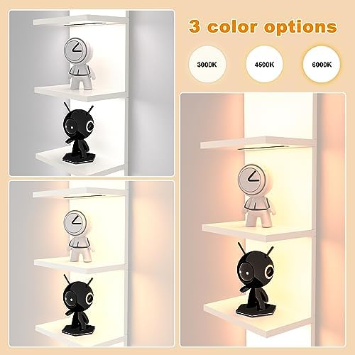 5 Tier Wall Shelf With Light White Modern Vertical Floating Shelves for Home Decor