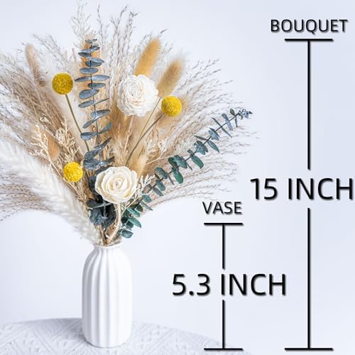 Pampas Grass Decor with White Ceramic Vase