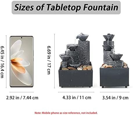 GWZiehory 4-Tier Tabletop Water Fountain for Home Office Relaxation
