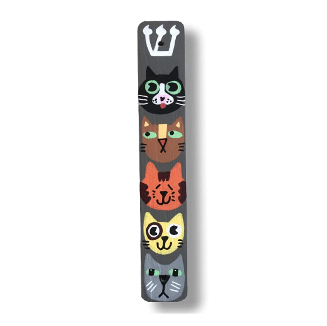 Lea Joelle Cat Mezuzah Scroll Case Gray
