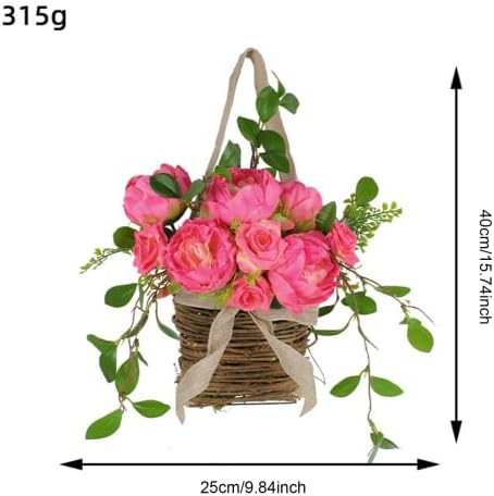 Peony Door Wreath Basket for Front Door Flowers Spring Welcome Decor