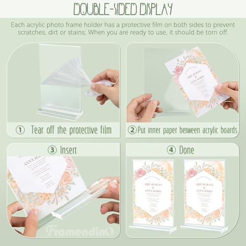 Framendino 6 Pack Clear Acrylic T-Shape Photo Frame Holders
