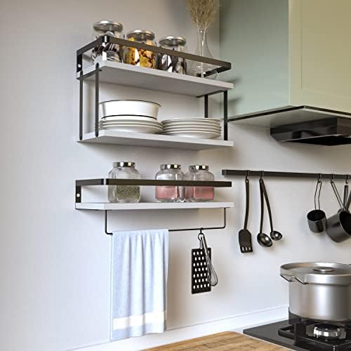 RICHER HOUSE 21 Tier Floating Wall Shelves Set of 2 - White