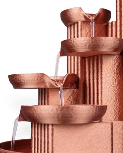 4-Tier Copper-Colored Tabletop Water Fountain with 85W x 85L x 7H Inches