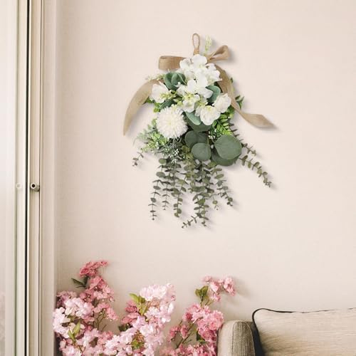 Eucalyptus Chrysanthemum Teardrop Wreath for Home Decor