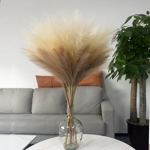 38 Inch 10 Stem Faux Pampas Grass Decor Set - Beige Mixed