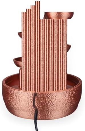 4-Tier Copper-Colored Tabletop Water Fountain with 85W x 85L x 7H Inches