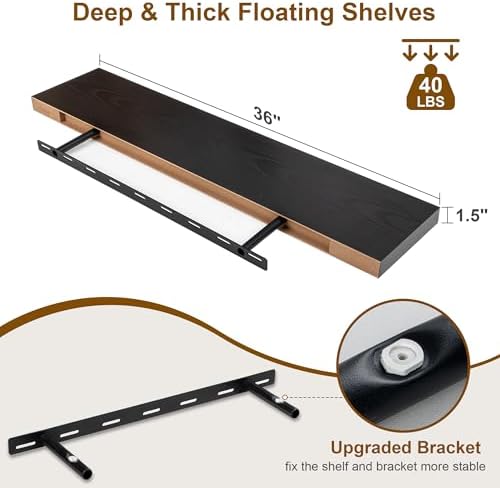 Fun Memories Floating Shelves Set of 2 36 Inch Black