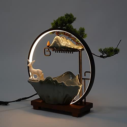 Headery Indoor Water Fountain with LED Light and Incense Holder