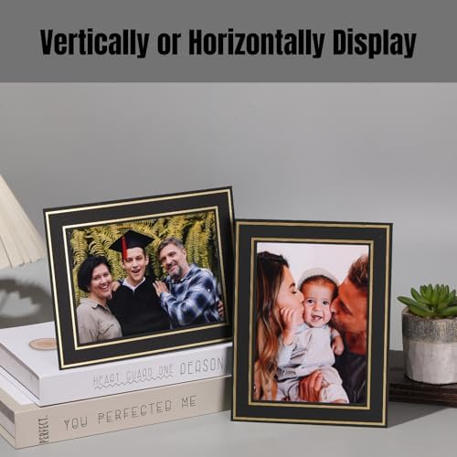 100Pack Black Paper Frames with Gold Trim and Easel