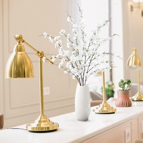 Sggvecsy 4 Pc Artificial Cherry Blossom Branches White