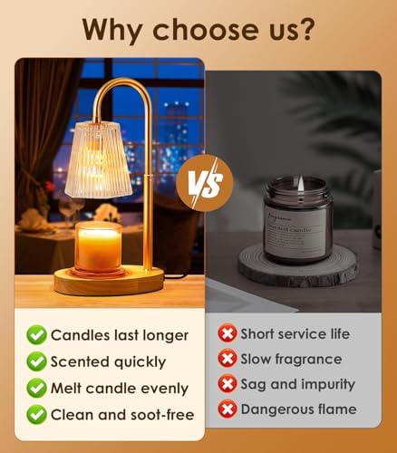 Vanranger Electric Candle Warmer Lamp with Timer and Adjustable Height