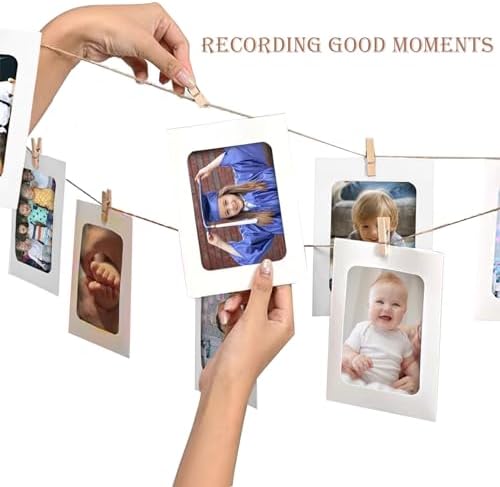 Wooden Photo Wall Display with 5 Strings and 30 Clips