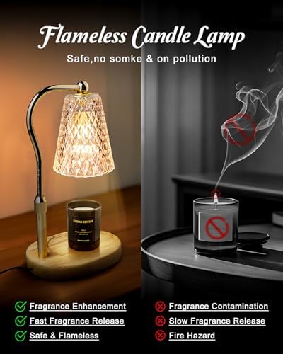Candle Warmer Lamp with Timer and Dimmer Adjustable Height Scented Aroma Diffuser Home Decor
