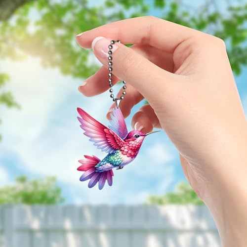 2D Bird Acrylic Hanging Ornament - 8Pcs Hummingbird Christmas Tree Decor
