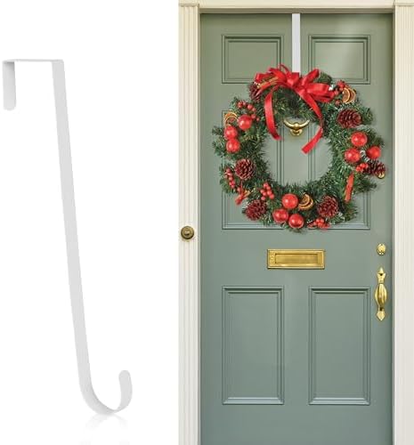 Nirohee 12 Inch White Wreath Hanger Hook for Front Door