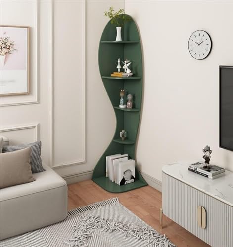 4-Layer Wood Corner Bookcase Storage Display Rack for Living Room