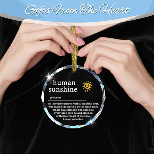 Human Sunshine Motivational Glass Hanging Ornament for Car and Office Decor