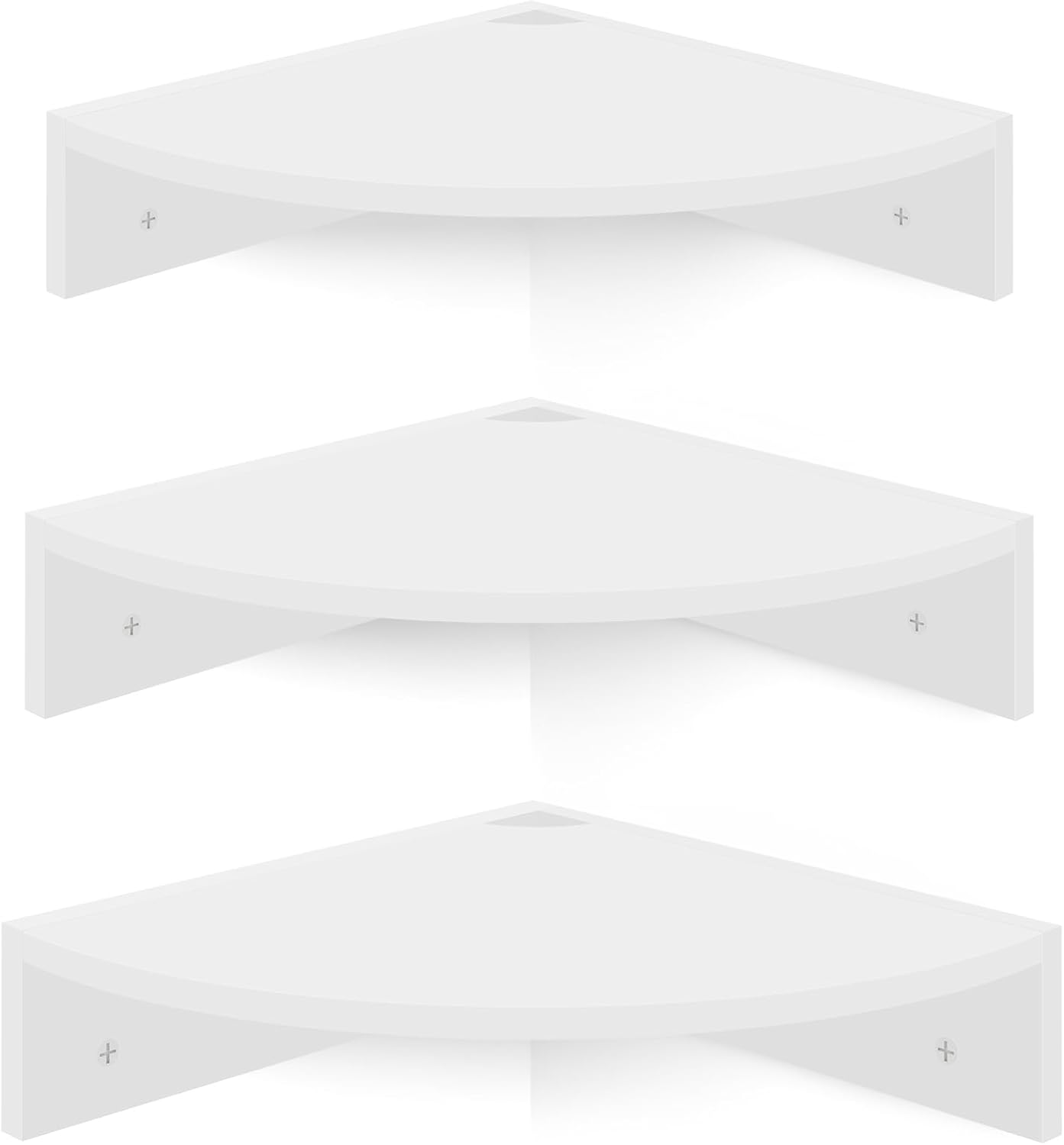 Homode Set of 3 Floating Corner Shelves White