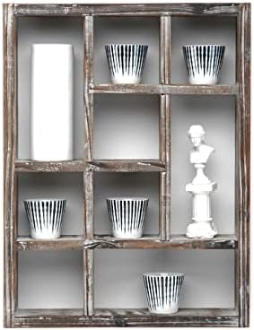Rustic Multi-Slot Shelf Cube Display 9 Compartment
