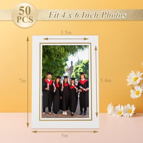 50Pcs White Paper Picture Frames 4x6 with Easel