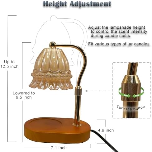 Fragrance Candle Warmer Lamp with Timer Dimmer and Adjustable Height