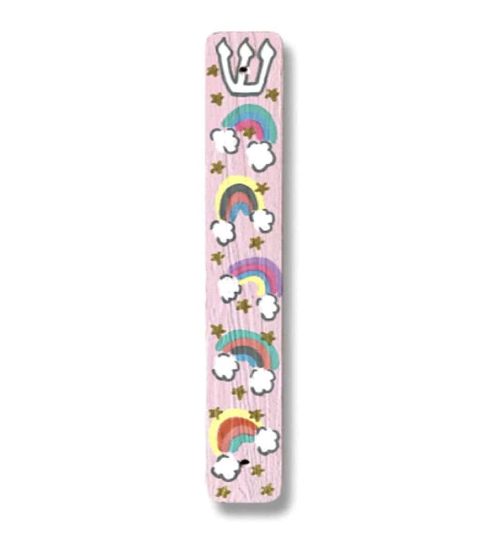 Lea Joelle Rainbow Mezuzah Gift for Baby Naming