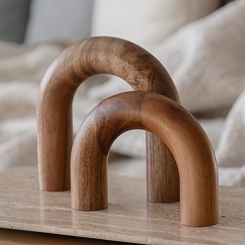 Wood Arch Bookshelf Decor - Modern Home Accent