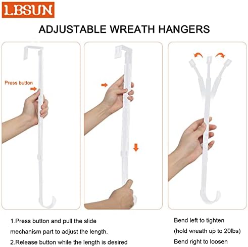 Adjustable Wreath Hanger for Door 20lbs Capacity White and Nickel